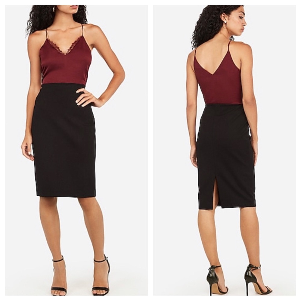 EXPRESS high waisted black pencil skirt